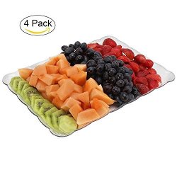 Rectangular Crystal Clear Plastic Trays Disposable Serving Party Trays 9" X 13" -pack Of 4