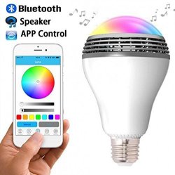 Bluetooth Speaker LED Light Wireless E27 Smart LED Light Bulbs Lamp Lighting With Rgb Color Changing Music Player Smartphone App Controlled For Home-white