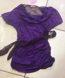 Ladies Purple Top Shirt With Net Look Belt And Back Size Large - Was R100