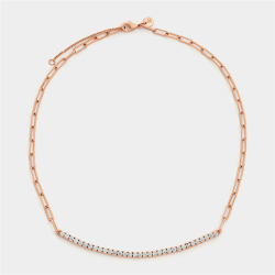 Rose Gold Plated Womens Paperclip Link Tennis Necklace