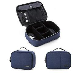 BAGSMART Electronics Travel Organizer Bag For Adaptors Chargers Iphone Ipad Air Ipad MINI 9.7" Ipad Pro Kindle Blue