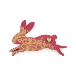 Brooch mrs Rabbit Rose - Handcrafted Plywood Brooch With Laser Cut Detail