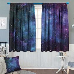 Chaneyhouse Outer Space Waterproof Window Curtain Galaxy Stars In Space Celestial Astronomic Planets In The Universe Milky Way Blackout Draperies For Bedroom 72" W