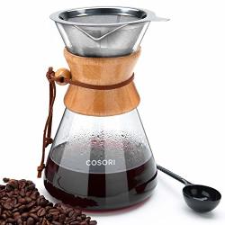 Cosori Pour Over Coffee Maker 8 Cup Glass Coffee Pot&coffee Brewer With Stainless Steel Filter High Heat Resistance Decanter Measuring Scoop Included 34 Ounce