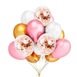 Pink&white&gold Balloons Party Decorations - Fengrise Pack Of 40 Included 12 Light Hot Pink And Gold White Balloons With 12 Clear Confetti Balloon For