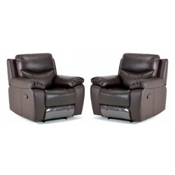 2 X Christopher Pu Leather Recliners - 1 Seater