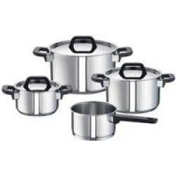 & 39 Max& 39 4-PIECE Pot Set With Lids And Saucepan German Brand Quality Silver