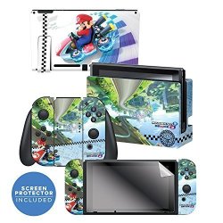 Controller Gear Nintendo Switch Skin & Screen Protector Set Officially Licensed By Nintendo - Super Mario Kart 8 Deluxe: "anti Gravity
