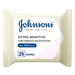 Johnsons Cleansing Face Micellar Wipes Extra Sensitive All Skin Types Pack Of 25 Wipes