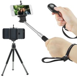 Universal Wireless Selfie Kit Includes Selfie Stick Tripod And Bluetooth Remo...