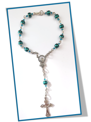 Teal - Faux Glass Pearl Car Rosary
