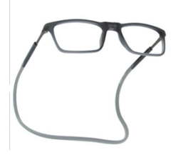 Rectangular Magnetic Blue Blocking Reading Glasses Grey +3.50