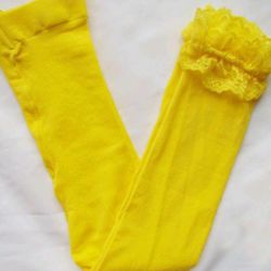 Toddler Kids Girls Lace Velvet Legging Pantyhose Stocking Pant 5-9y - Yellow