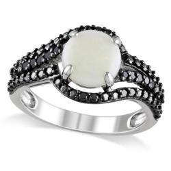 1.35 Ct White Opal Gemstone Diamond Ring