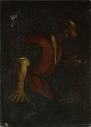 CaylayBrady 'after Guercino A Bearded Man Holding A Lamp ' Oil Painting 8 X 11 Inch 20 X 28 Cm Printed On Polyster Canvas