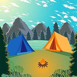 Yeele 7X7FT Cartoon Summer Camping Backdrop Lakeside Camping Tent Photography Background Boy Girl Portrait Photo Booth Shooting Studio Props