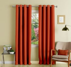 Plain Lushomes Rust Orange Eyelet Curtains Blackout Door Window Solid Drapers 1 Pcs LH-CRTN101B