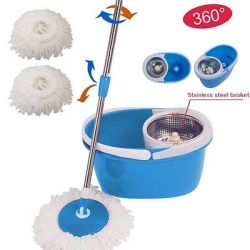 Rotating Magic Spin Mop Stainless Steel Dehydrate Basket Wbucket 2 Heads