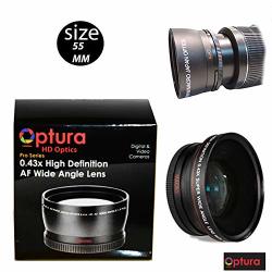 Optura HD Photo 55MM 0.43X Wide Angle + Macro Lens For Nikon D3400 D5600 And Sony Alpha Series A99II A99 A77II A77 A68 A58