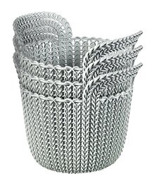 Curver By Keter Knit Style Round XS 3-PIECE Nesting Resin Plastic Storage Basket Set Misty Blue