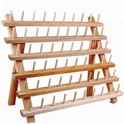 Haitral 60-Spool Thread Rack Wooden Thread Holder Sewing Organizer for Sewing Quilting Embroidery Hair-braiding
