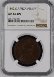 3rd Finest 1892 Zar 1 Penny Ms64bn Herns In Unc R22 000.00 & 4 000 In Xf