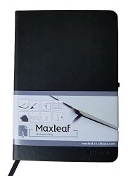 Maxleaf Thick Classic Notebook With Pen Loop - A4 Wide Ruled Hardcover Writing Notebook journal diary With Pocket + Page Dividers Gifts Banded Large 180