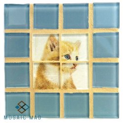 Mosaic Project: Decoupage Coaster - Cat 2. Diy Kit