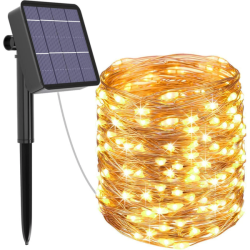 20M LED Solar Copper Wire Fairy Light 200 LED - Warm White