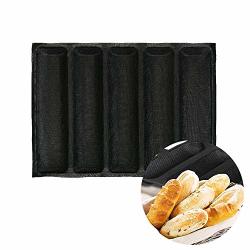 Silicone Fiberglass Bread Bun Mold Non Stick Reusable Subway Sandwich Baking Form Perforated Mould 5 Loaf Bread Pan