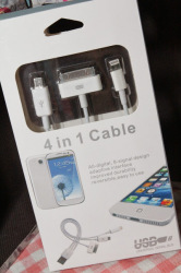 4-in-1 Charge And Sync Cable Iphone Samsung Apple Galaxy Tab Micro Usb - White