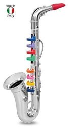 Click N' Play Saxophone With 8 Colored Keys Metallic Silver