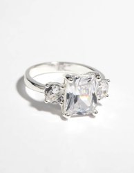 Silver Cubic Zirconia Engagement Ring - Ml