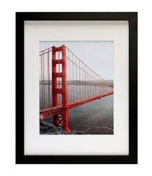 Frametory 11X14 Black Picture Frame - Made To Display Pictures 8X10 With Mat Or 11X14 Without Mat - Wide Molding - Pre-installed Wall Mounting Hardware