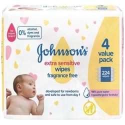 Johnsons Johnson's Baby Extra Sensitive Wipes 224S