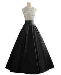 Heimo Women's Sequins Keyhole Back Evening Ball Gown Beaded Prom Formal Dresses Long H095 18W Black