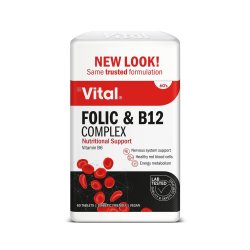 Vital Folic Acid And B12 Complex Tablets 60EA