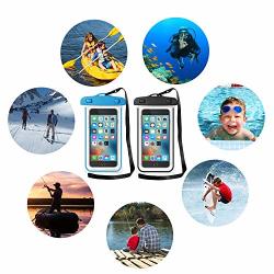 Waterproof Case Universal - Topwey IPX8 Waterproof Phone Pouch - Cellphone Dry Bag Compatible For Iphone XS MAX XR X 8 8P 7 7P Galaxy Up To 6.5- 2 Pack Black+blue