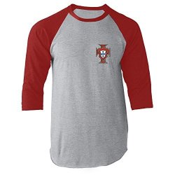 Portugal Soccer Retro National Team Football Red M Raglan Baseball Tee Shirt