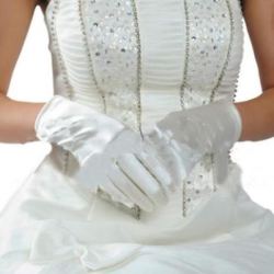 Classic Short White Satin Bridal Wedding Gloves - Elasticated To Fit Most Reduced Shipping