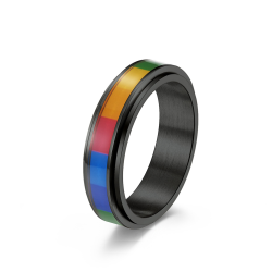Rainbow Spinner Ring Black - 11 Us