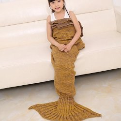 Kiki Monkey Kids Mermaid Blanket With Tail Soft Cashmere Knitted Made Lotus Leaf Lace Air Conditioning Blanket Sofa Rugs Children Camping Sleeping Bags Girls
