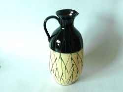 Nos Vintage Ceramic Jug Glazed Pottery Brown Pitcher Barrel Shape