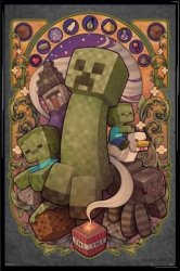 1ART1 Minecraft Poster And Frame Plastic - Creeper Nouveau 36 X 24 Inches