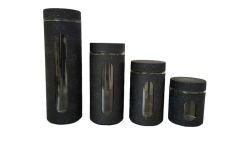 Continental Homeware 4 Pieces Storage Canister Set With Viewing Window - Black
