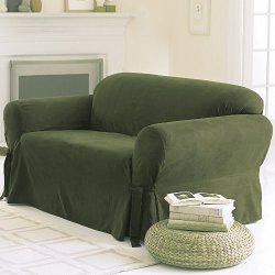 Micro Suede Solid Sage Green Sofa Slipcover - 1 Piece Couch Cover