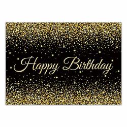 Allenjoy 7X5FT Black And Gold Happy Birthday Backdrop Bokeh Glitter Polka Dot Party Prom Decoration Kids Adults Selfie Pictures Photography Background Video Shoots Props