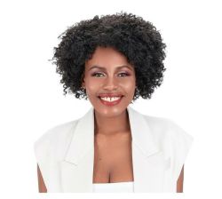 Black Afro Curly Machine Made Synthetic Hair Wigs Bouncing Girl 1B