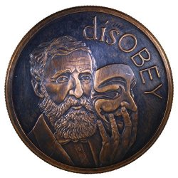 Jig Pro Shop Disobey Thoreau 2017 Silver Shield MINI Mintage 1 Oz .999 Pure Copper Round challenge Coin W black Patina