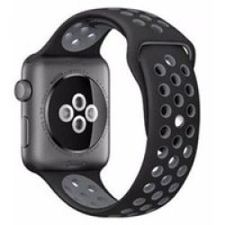 Generic 42 44 45MM Apple Watch Silicone Strap Black And Grey - With Bumper Case